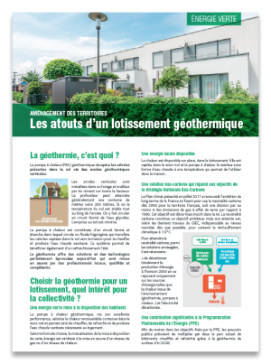 Les atouts d'un lotissement géothermique. Spécial Élus